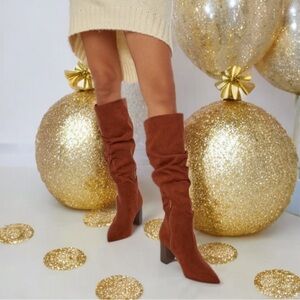 Elegant Brown Suede Knee-High Boots